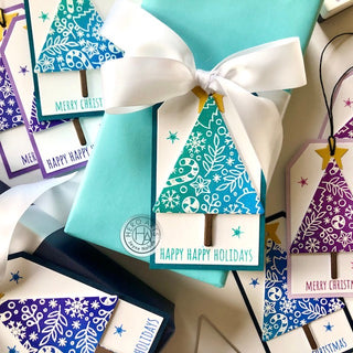 Ink Blended Holiday Tree Gift Tag Set