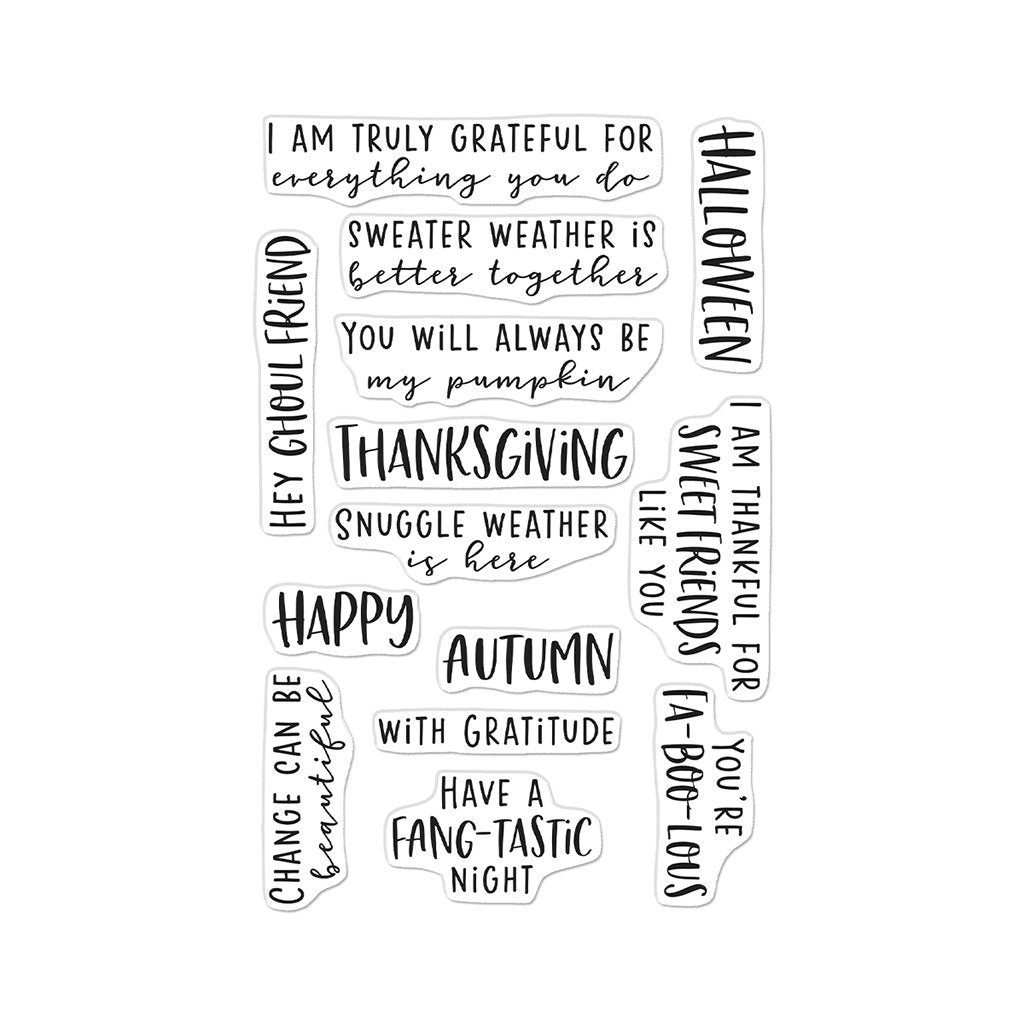 Autumn　オータム　ステッカー Autumn & Halloween Messages Clear Stamp Set – Hero Arts