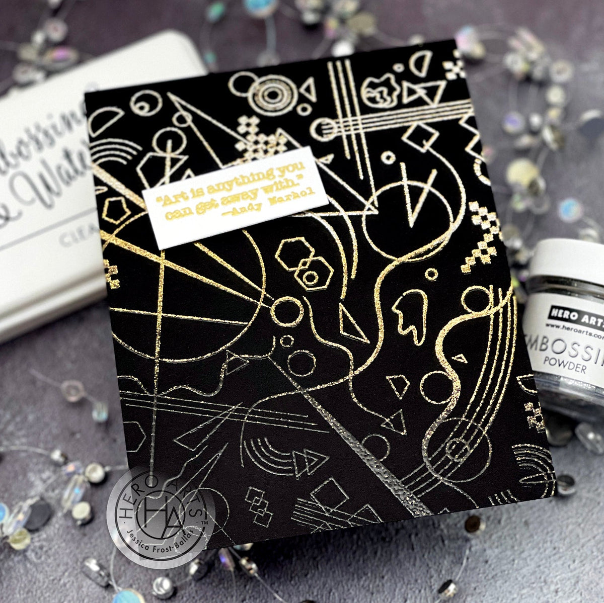 Foiling with Stamps and Stencils Using Clear Embossing Powder