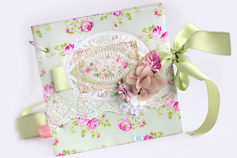 Baby Girl Scrapbook Album Cover with Die-Cutting and Stitching