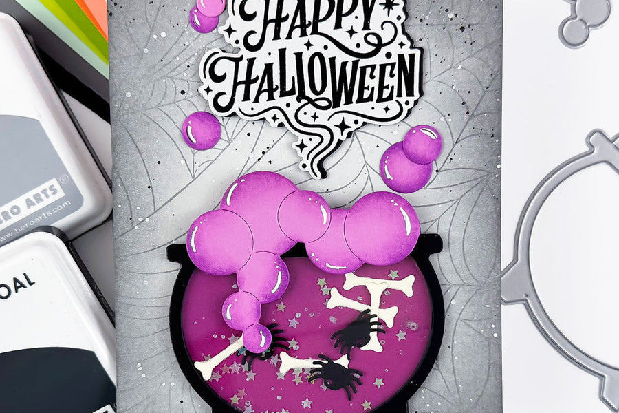 halloween shaker card with august my monthly hero