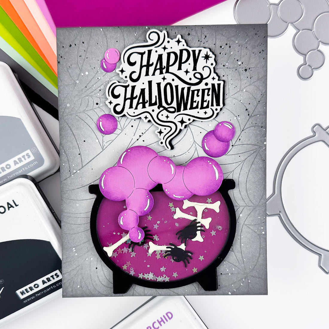 halloween shaker card with august my monthly hero