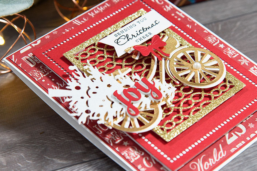 Layered Dimensional Die Cutting. Episode #4 - Christmas Bicycle Card