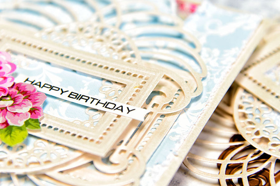 Layered Dimensional Die Cutting Series. Episode #1 - Birthday Card featuring Venise Lace collection