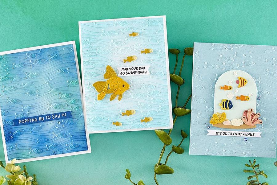 August 2025 3D Embossing Folder of the Month Preview & Tutorials – Underwater Waltz