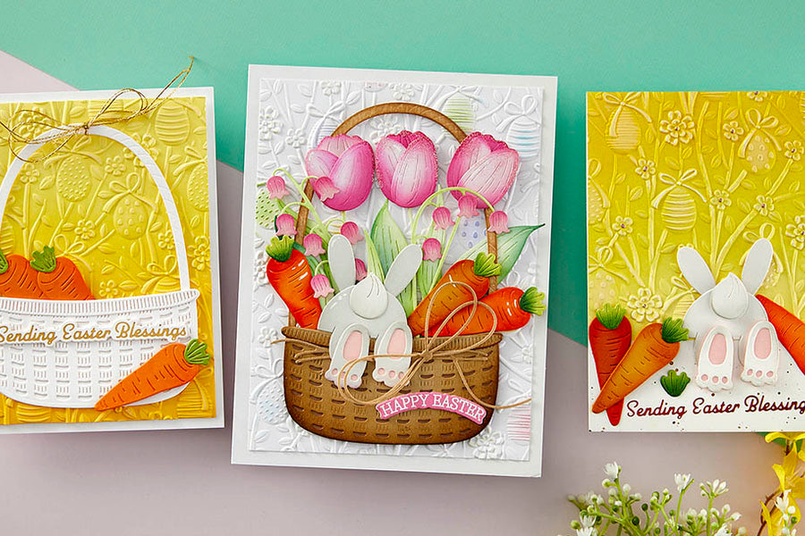 February 2024 3D Embossing Folder of the Month Preview & Tutorials – Easter Egg Hunt