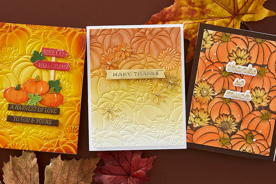 September 2024 3D Embossing Folder of the Month Preview & Tutorials – Pumpkin Patch