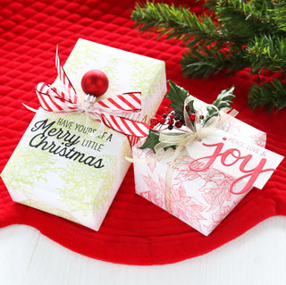 Stamped Christmas Wrapping + Mason Jar Ornaments