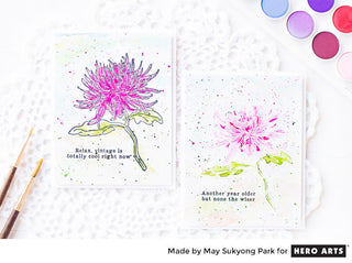 Mum Flower Watercolor Cards in Two Ways