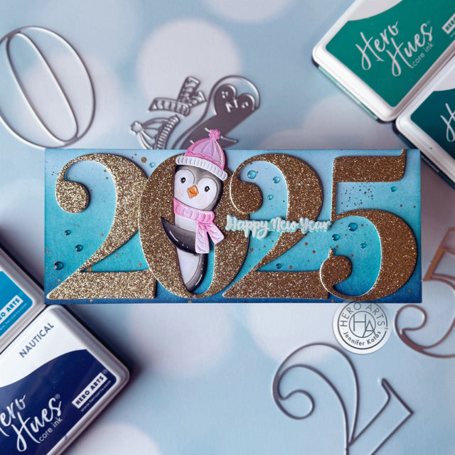 Slimline New Year’s Card with Number Fancy Dies