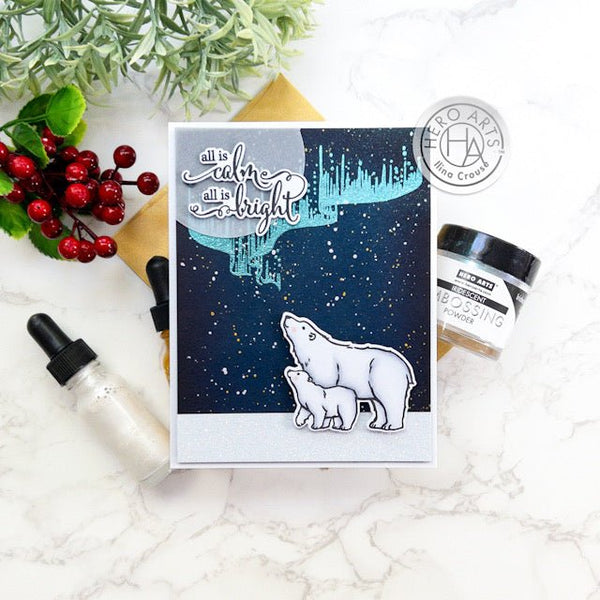 All is Calm Polar Bears Night Scene