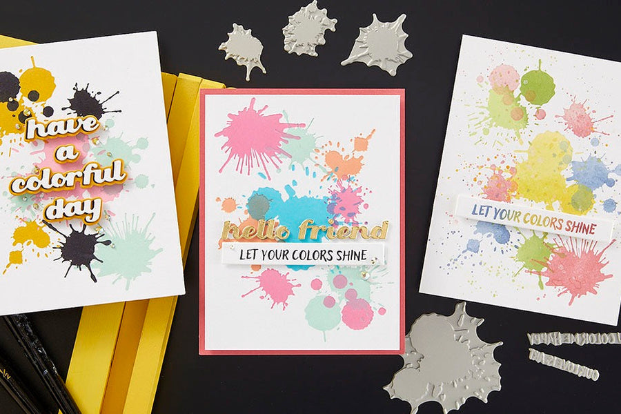 August 2024 BetterPress Plate of the Month Preview & Tutorials – Colorful Bold Splatters