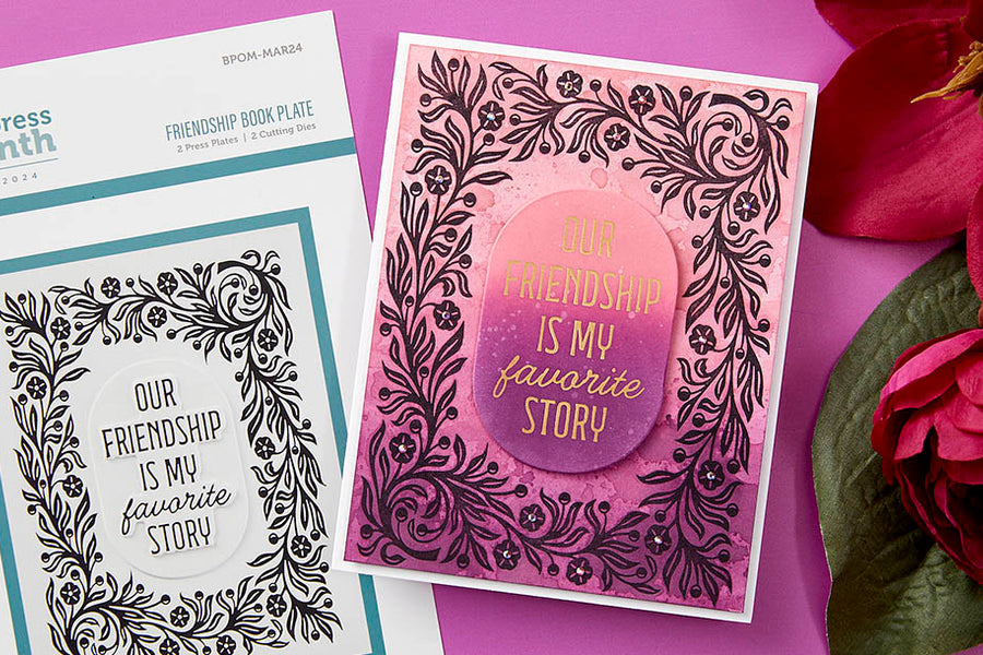 March 2024 BetterPress Plate of the Month Preview & Tutorials – Friendship Book Plate
