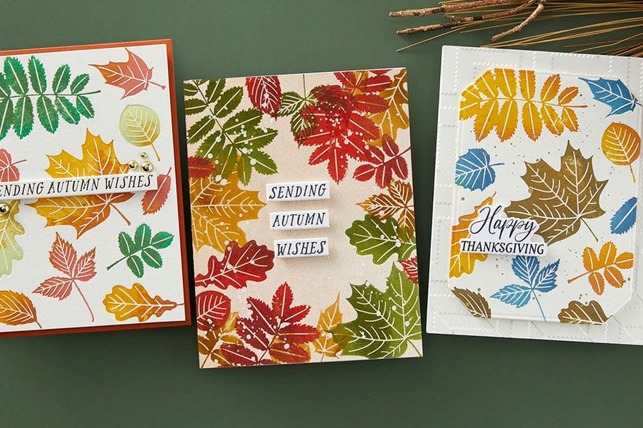 September 2024 BetterPress Plate of the Month Preview & Tutorials – Windy Fall Leaves