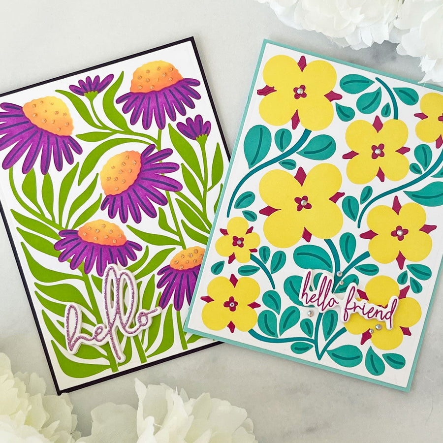 The Flower Market Stencil Collection - Layered Stencils Card Ideas