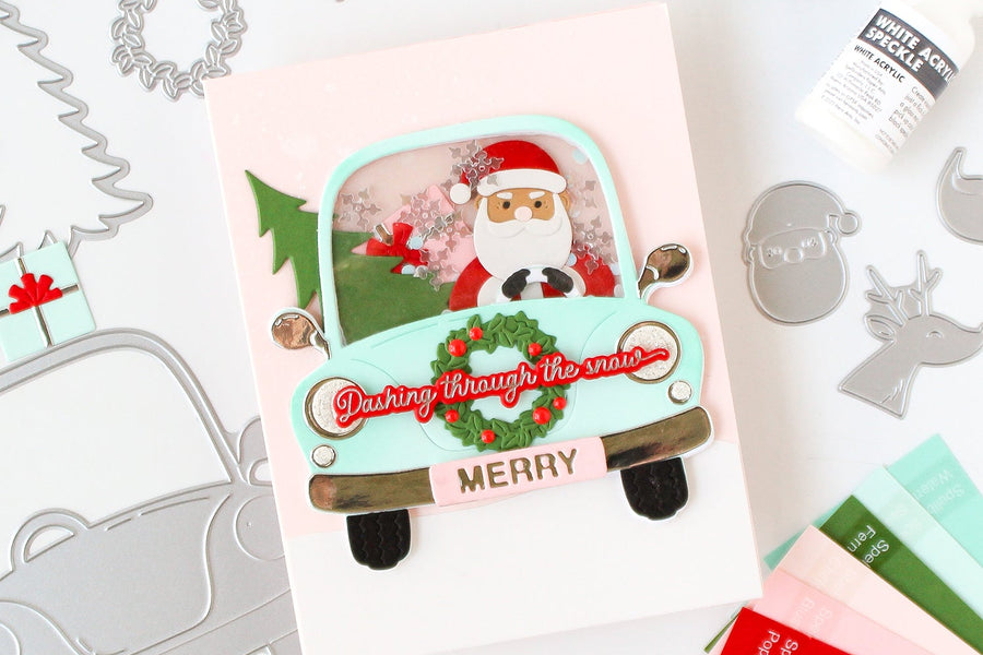 Whimsical Wheels Santa Card