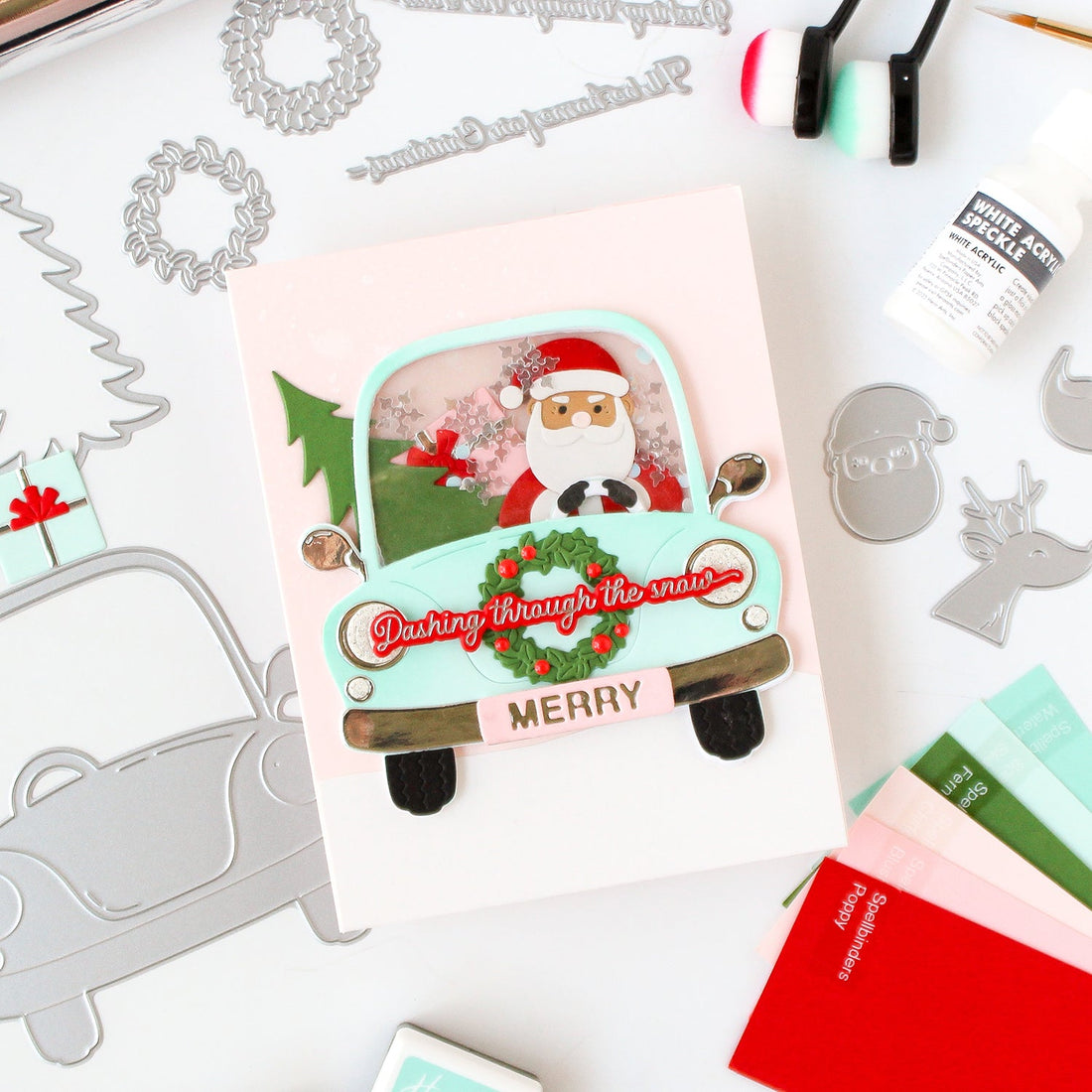 Whimsical Wheels Santa Card