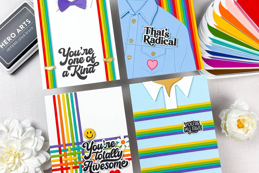 4 Rainbow Card Ideas using the Suspenders Die Set
