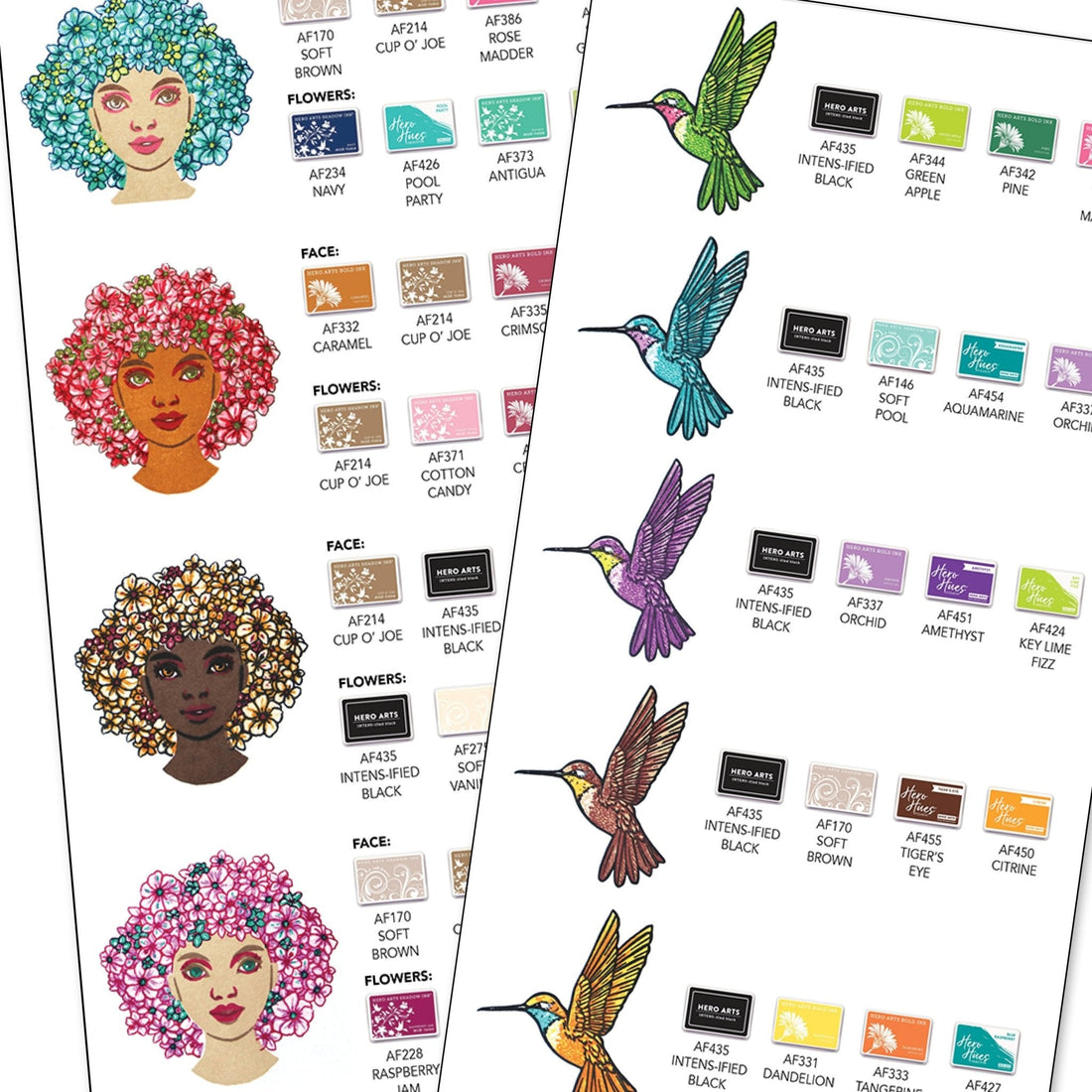 Color Layering Charts: Hummingbird + Flower Power