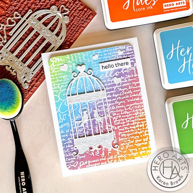 Colorful Vintage Birdcage Card - Hero Arts