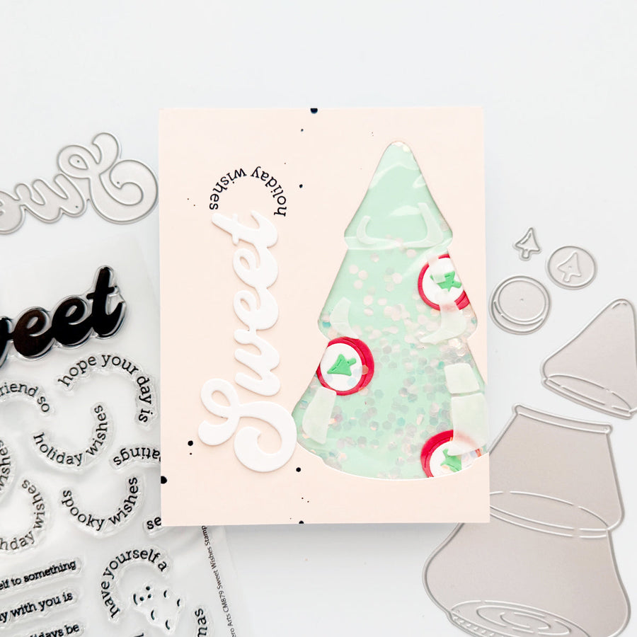 beary sweet holiday christmas tree shaker card