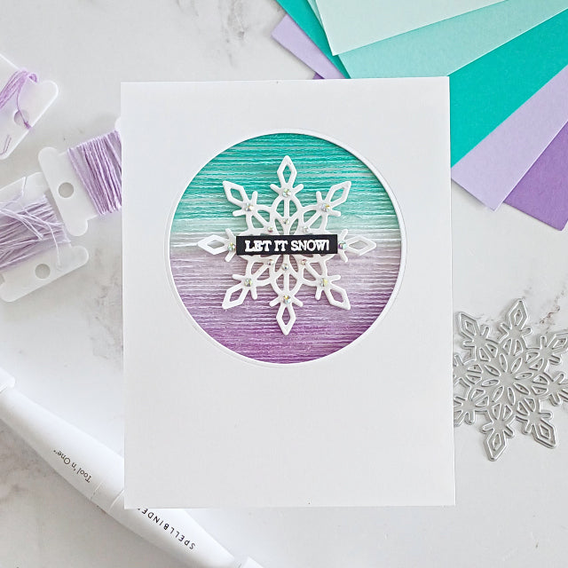 ombre thread background card with snowflake