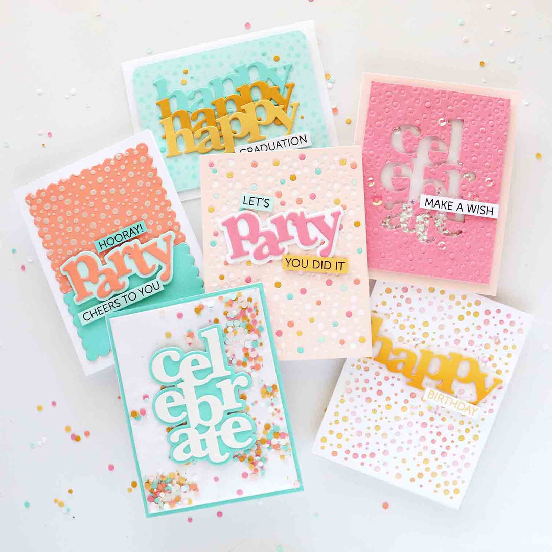 6 confetti die cards