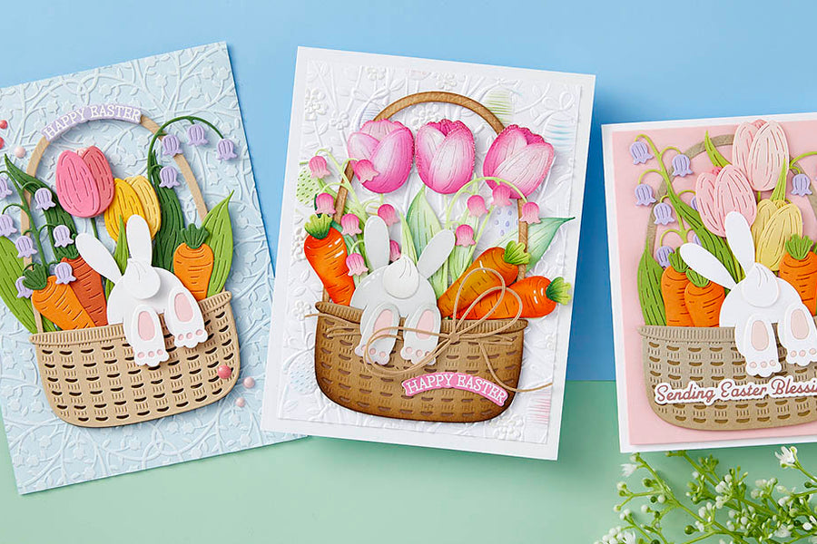 February 2024 Large Die of the Month Preview & Tutorials – Floral Bunny Basket