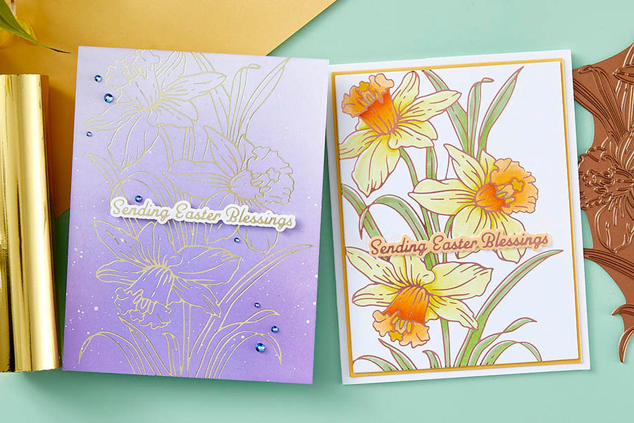 February 2024 Glimmer Hot Foil Kit of the Month Preview & Tutorials – Daffodil Spray