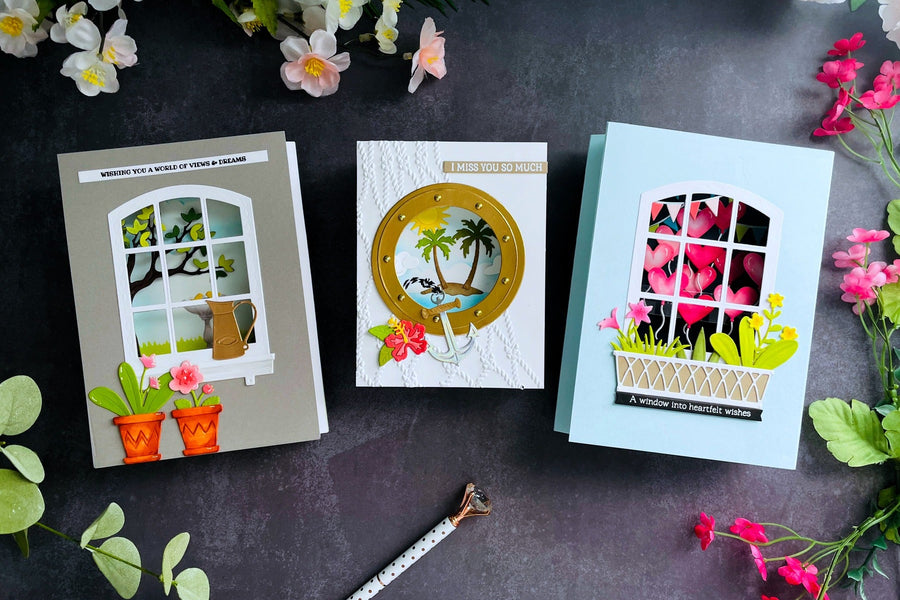 Shadow Box Card Ideas With Windows With a View Collection by Tina Smith