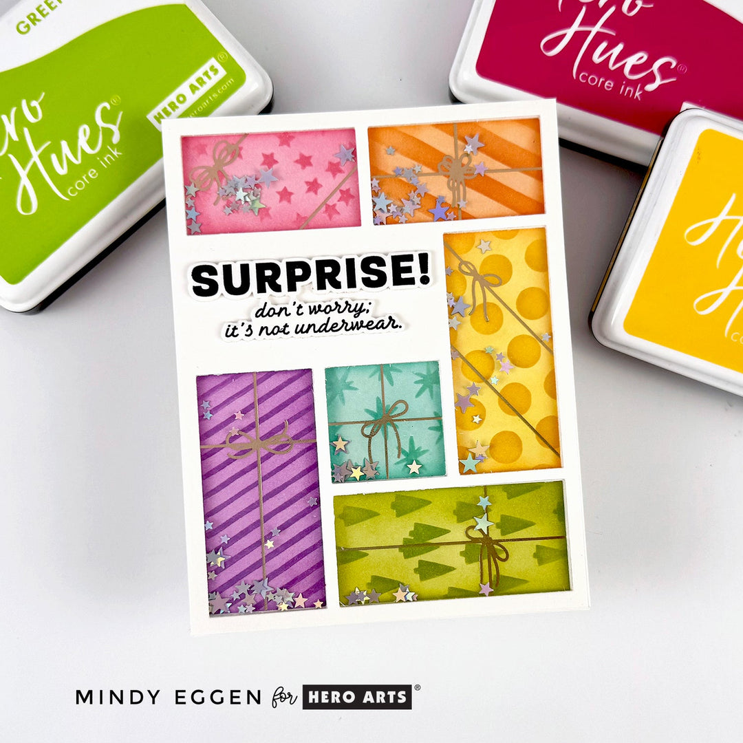 colorful gift boxes shaker card