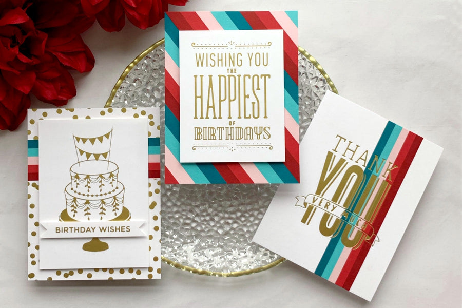 Glimmer Hot Foil Inspiration | Hot Foil Card Trio with Janette Kausen