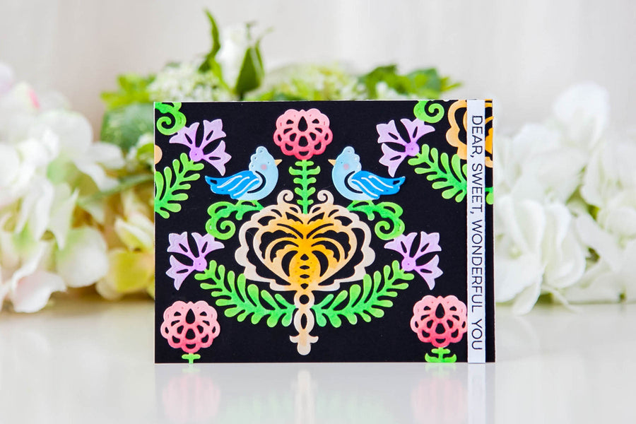 Folk Art Inspiration | Rosemal Heart Card with Keeway