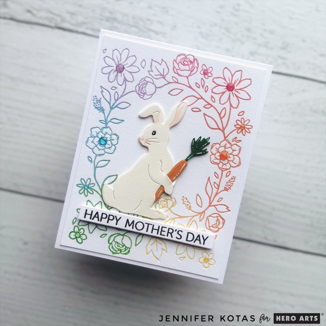 Rainbow Inked Floral Letterpress