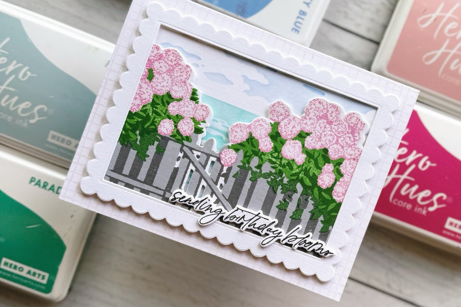 Coastal Blooms: A Serene Landscape Card Design