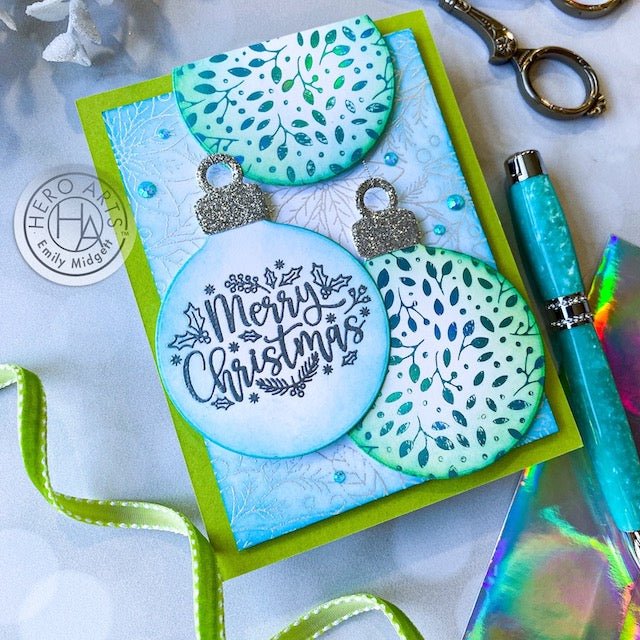 Iridescent Ornaments with Hot Foil & Ink Blending - Hero Arts