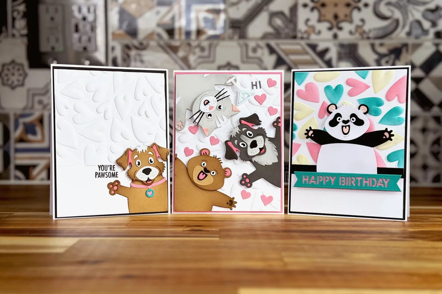 Cute Critter Card Ideas with the Simon Hurley Sending Hugs Collection by Spellbinders