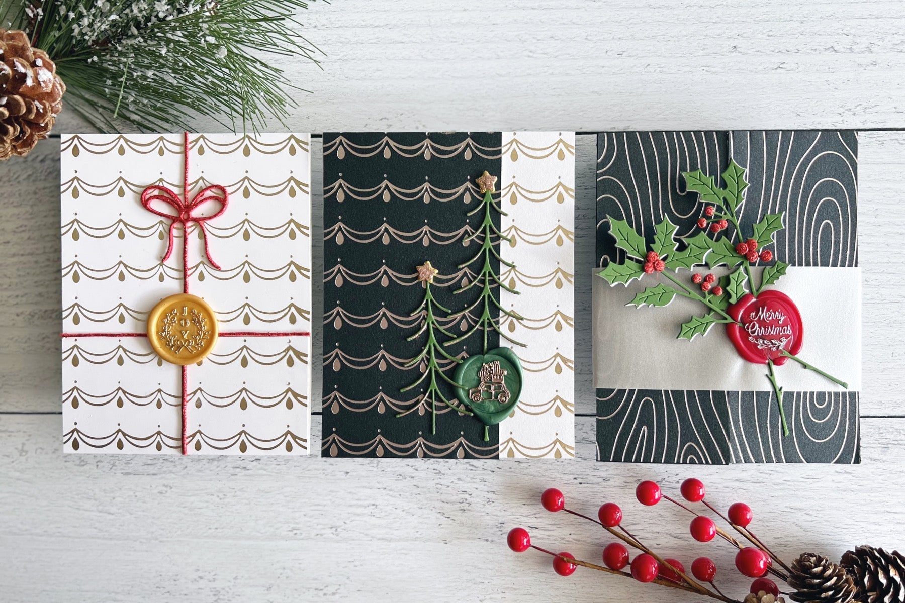 Tri-fold Cards Featuring the Sealed by Spellbinders Wax Seal Collection