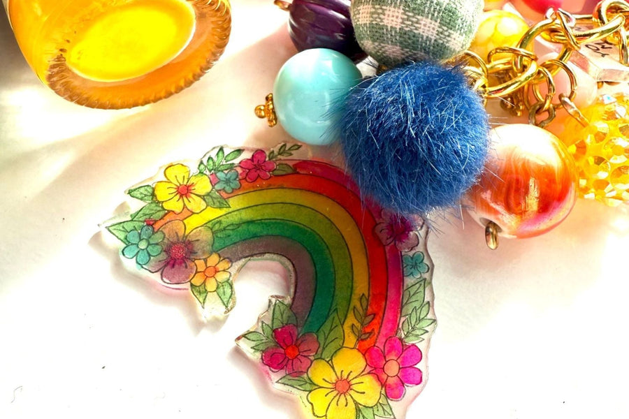 Create A Floral Rainbow Charm Using A Wood Stamp