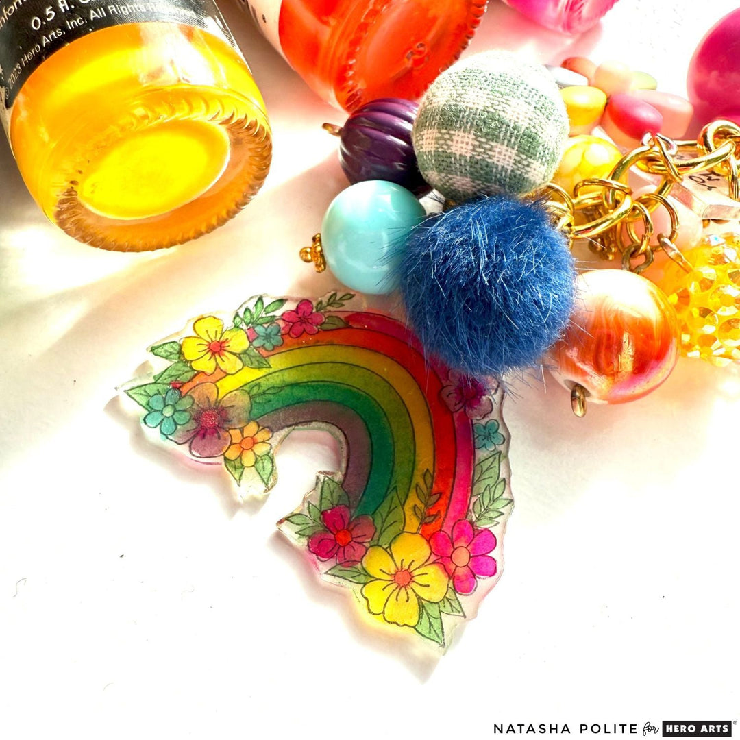 Create A Floral Rainbow Charm Using A Wood Stamp