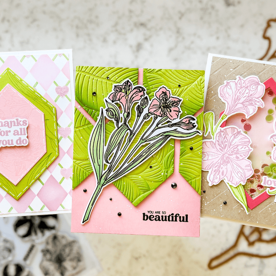 Heartfelt Blooms: Three Stunning Cards with Spellbinders, Ranger Ink, and Simon Hurley!