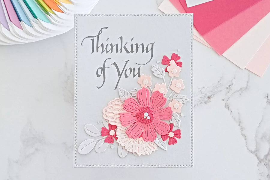 Step-by-Step Thinking of You Card with Spellbinders Upright Italic Everyday Sentiments