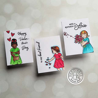 Mini Valentine Cards Featuring the Flower Girls Stamps - Hero Arts