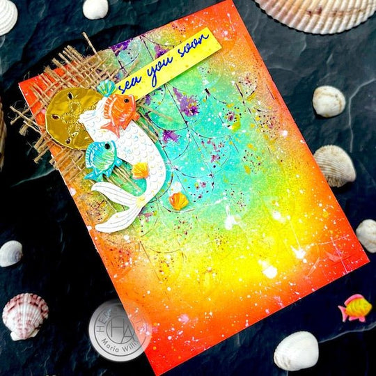 Mixed Media Background: Art Deco Arches Stencil