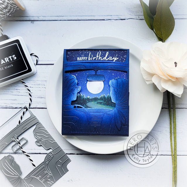 On The Road Window Fancy Die Scene Tri-fold Card