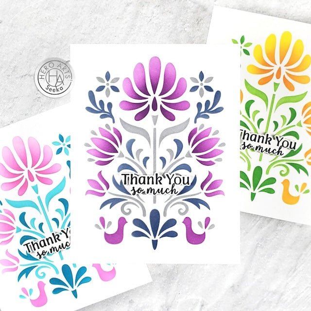 One Stencil Set, Three Color Combos - Hero Arts