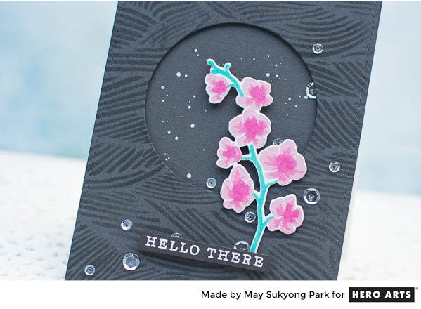 Orchid Card with Tone-on-tone Background using Waves Stencil