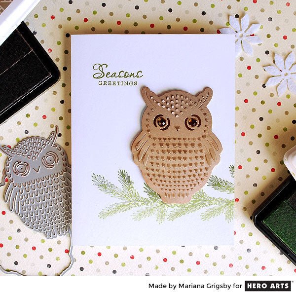 Owl and Pine Tree Paper Layering Cards - Hero Arts