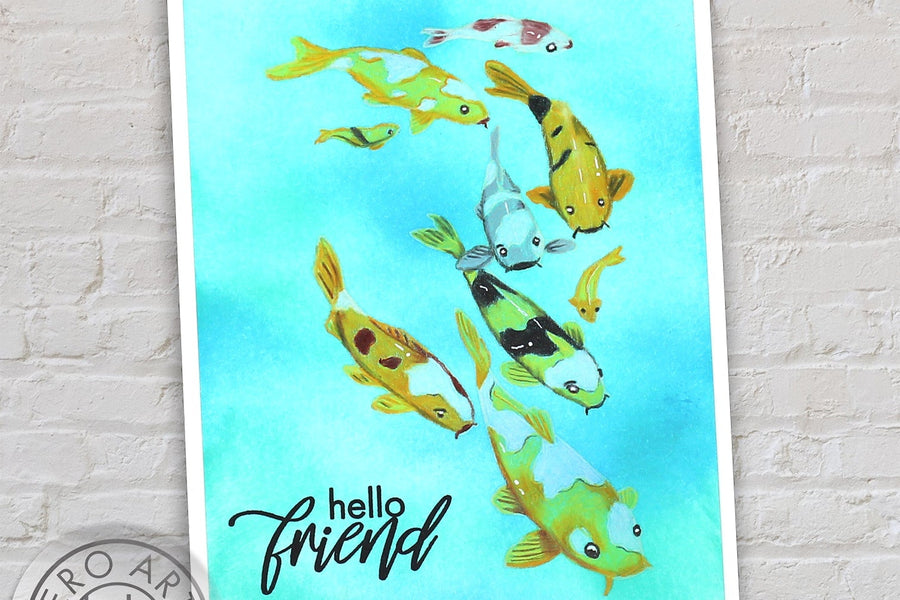 Reactive Inks + Colored Pencil With Koi Bunch