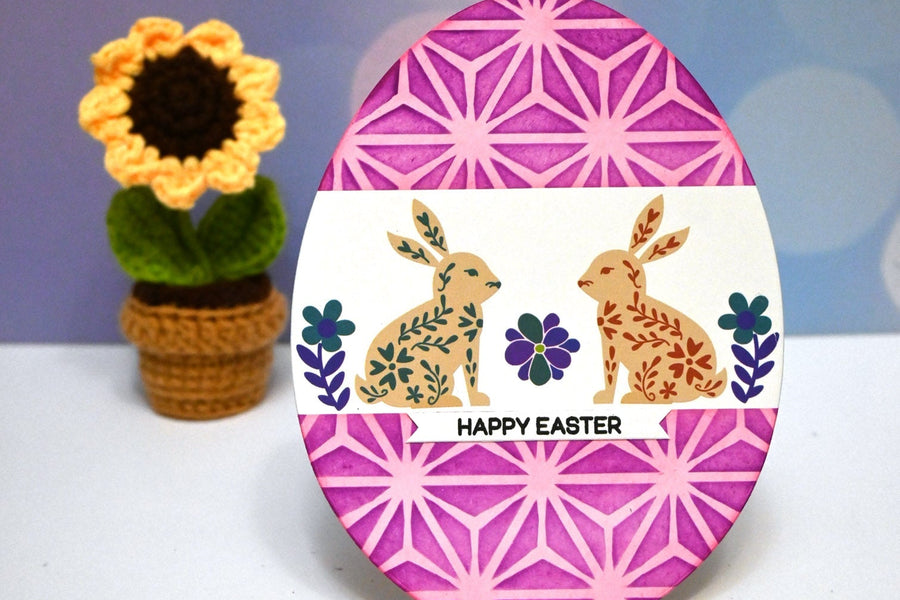 Egg-Shaped Easter Card with Hero Transfers